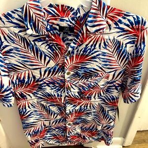 George Hawaiian Print Patriotic Dress Shirt